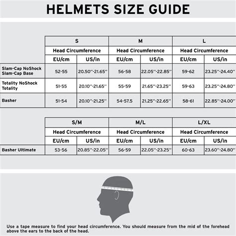 bolle ski helmet size chart.